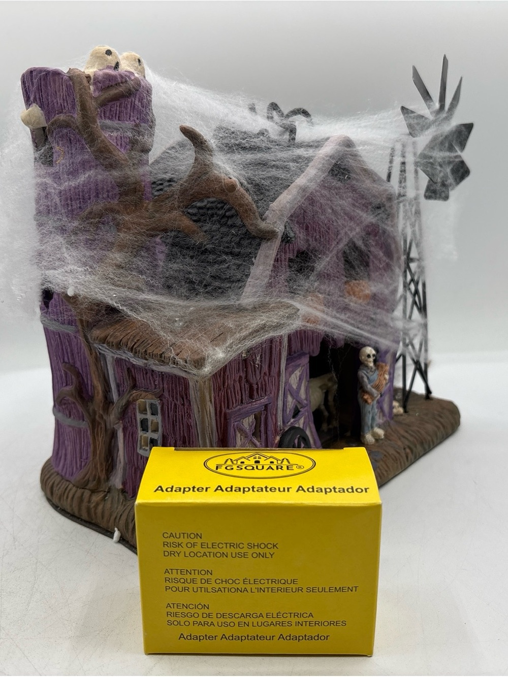 FG Square 8” The Webbed Barn Halloween Decorative Prop Hand Painted Porcelain - Picture 8 of 12